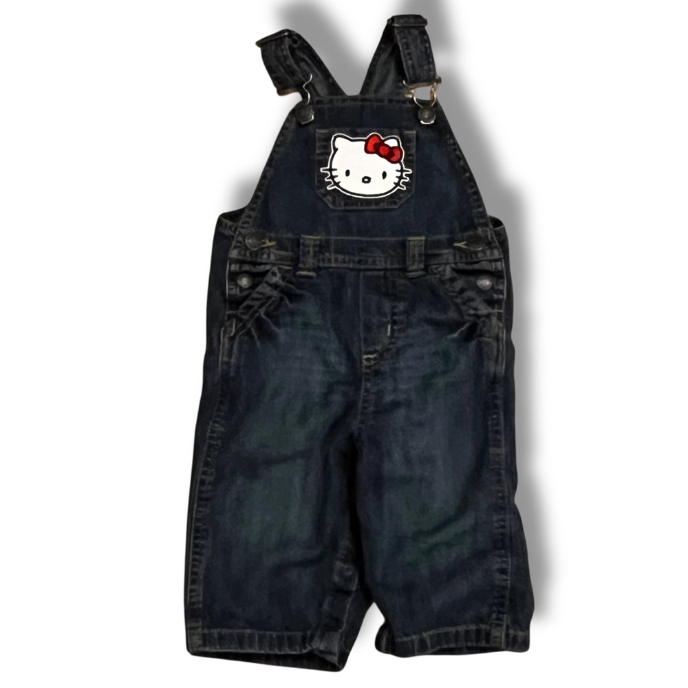 Reworked Denim Overall Jeans Upcycled Hello Kitty Sanrio 12-18 Months Old Navy